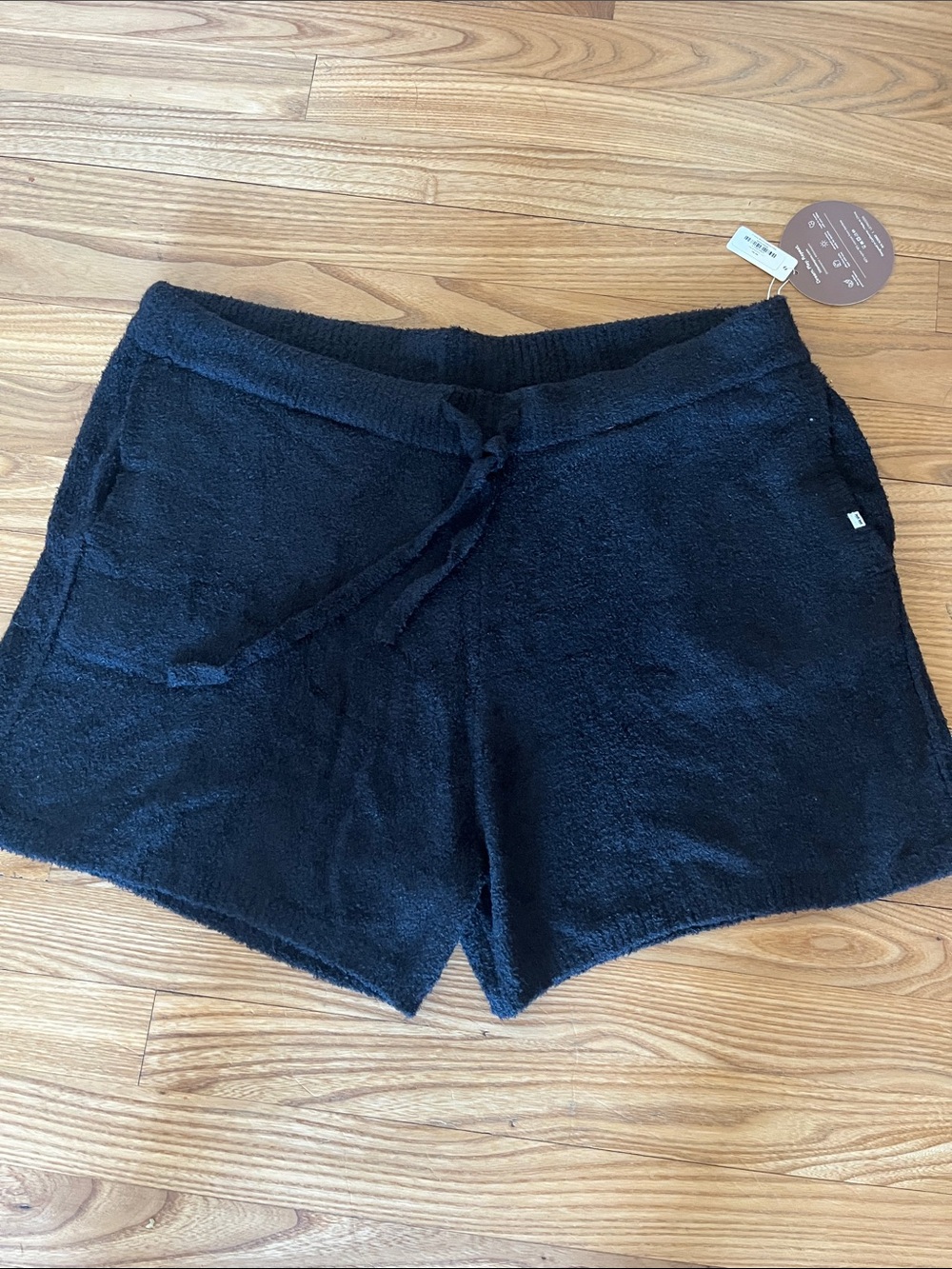 Little Sleepies Black Plush Lounge Shorts, Womens L, NWT
